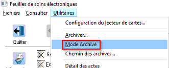 Si le lot ou la FSE date de plus de 3 mois, faites la recherche en mode archive (menu Utilitaires > Mode Archive)