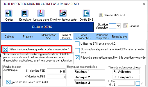 Cochez Détermination automatique des codes d'association, puis enregistrez