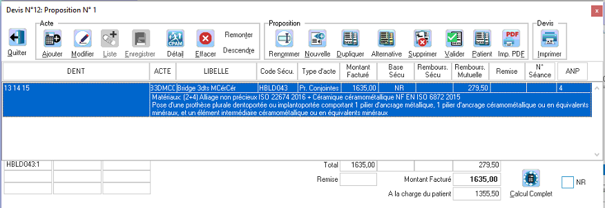 Pour un patient AME, l'affichage des remboursements sur le devis est inhabituel