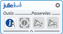 Le Julie Hub s'affiche avec ses outils et passerelles