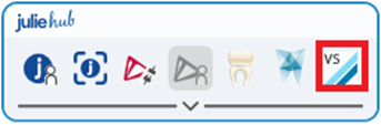 Le bouton du Julie Hub relie vos patients Julie à leur fiche Vistasoft. Le réglage se fait dans Vistasoft