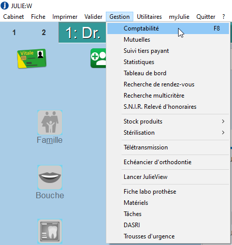 Ouvrez le menu Gestion > Comptabilité