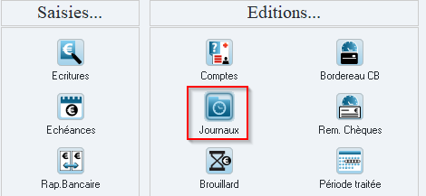 Ouvrez le menu Éditer > Journaux, ou cliquez directement sur le bouton Journaux
