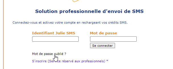 Cliquez sur Mot de passe oublié ?