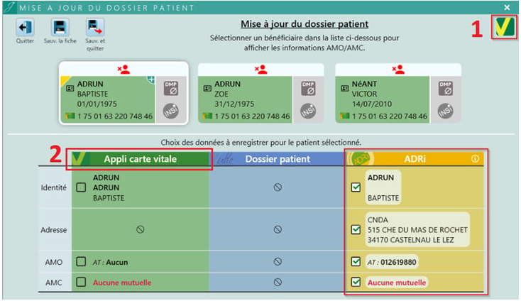 Le titre « Appli carte vitale » apparaît