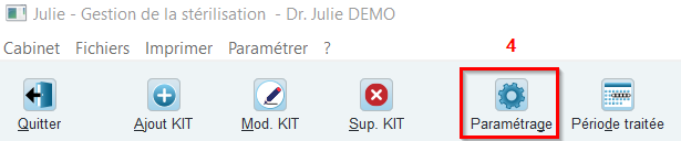 Cliquez sur Paramétrage