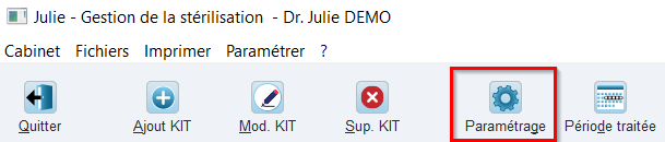 Cliquez sur Paramétrage