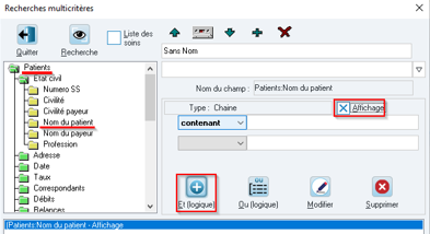 Placez-vous sur le cabinet du praticien concerné, puis ouvrez le menu Gestion > Recherche multicritère