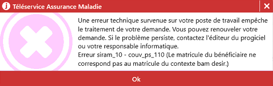Cette erreur peut apparaître lors de l'appel à l'ADRi