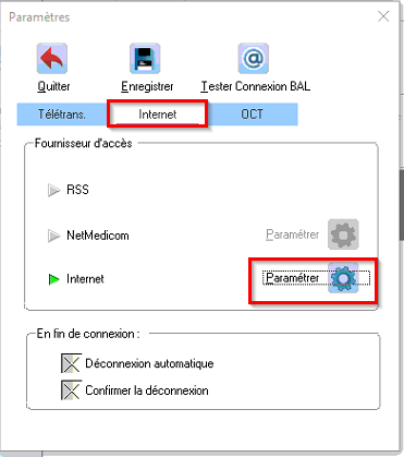Dans l'onglet Internet, cliquez sur Paramétrer à côté d'Internet