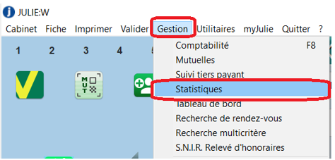 Ouvrez le menu Gestion > Statistiques
