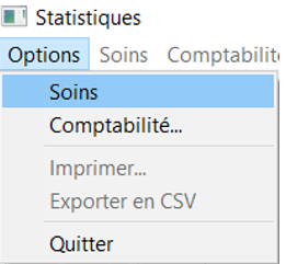 Dans la fenêtre qui s'ouvre, ouvrez le menu Options > Soins