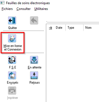 Ce message apparaît dans le module télétransmission (bouton Télétrans.) en cliquant sur Mise en forme et Connexion