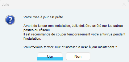 Au message « Votre mise à jour est prête… », cliquez sur Oui