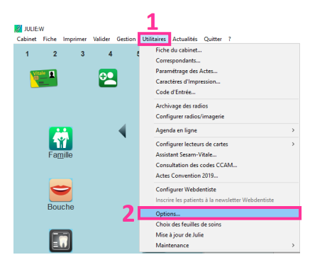 Ouvrez le menu Utilitaires > Options