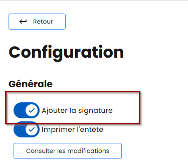 Activez Ajouter la signature