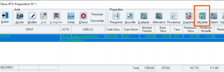 Ouvrez le devis et cliquez sur dé-Valider : vous pouvez ensuite le modifier