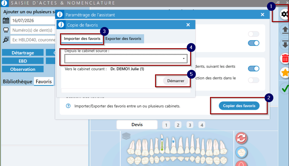 Sélectionnez le cabinet source, puis cliquez sur Démarrer