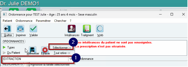 Dans Types, recherchez l'ordonnance type, puis cliquez sur Sélectionner