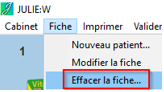 Menu Fiche > Effacer la fiche…