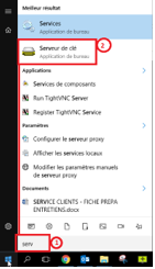 Recherche Windows « serv » : résultat Serveur de clé – Application de bureau.