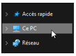 Volet de gauche de l'explorateur de fichiers : Ce PC.