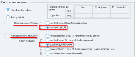Vérifiez le paramétrage du calcul des remboursements (liste des devis, bouton Configurer), et gardez la case Pour tous les patients cochée pour enregistrer c…