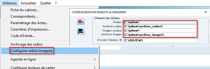 Renseignez le chemin du dossier juliew de votre poste serveur actuel