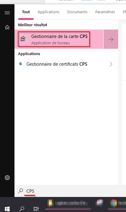 Dans la recherche Windows (loupe en bas à gauche), tapez CPS et ouvrez le gestionnaire de carte CPS