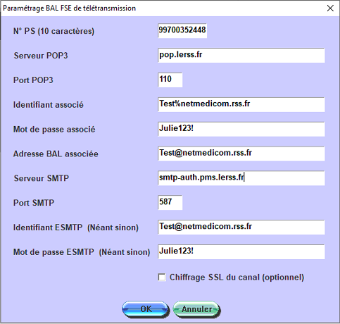 Adresse @netmedicom.rss.fr : serveur POP3 pop.lerss.fr, port 110 ; serveur SMTP smtp-auth.pms.lerss.fr, port 587 ; identifiant associé = votre adresse avec %…