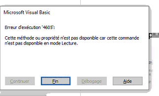 Lors de l'impression d'un document, la fusion s'arrête avec le message « Erreur d'exécution '4605' : cette méthode ou propriété n'est pas disponible car cett…
