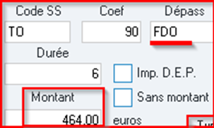 Saisissez l'acte : TO 90 pour un semestre d'orthodontie, durée 6 mois, le montant plafonné C2S (333 € ou 464 €) et la cause de dépassement FDO. La DEP ayant …