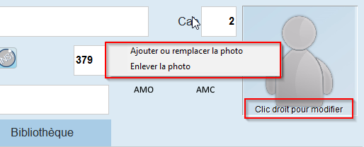 Clic droit sur l'avatar : « Ajouter ou remplacer la photo » / « Enlever la photo ».