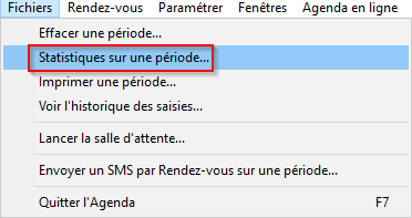 Ouvrez le menu Fichiers > Statistiques sur une période
