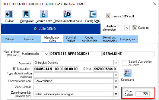 Il indique que la caisse d'affiliation du praticien n'est pas renseignée dans la fiche du cabinet. Renseignez-la dans le menu Utilitaires > Fiche du cabinet,…